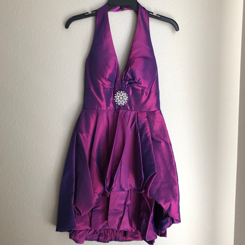 Purple Halter Cocktail Dress with Shawl in XS -NWT